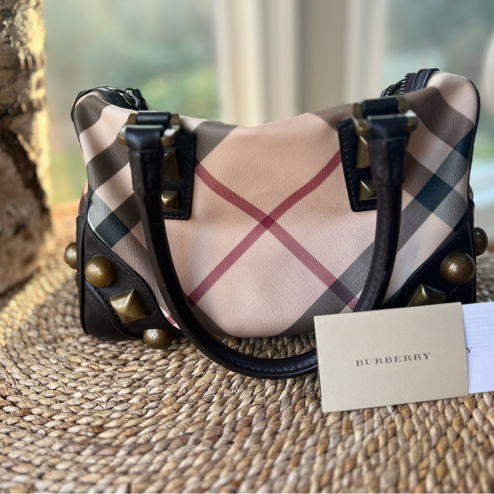 Authentic Burberry Bowling Bag Purse - Picture 2 of 11
